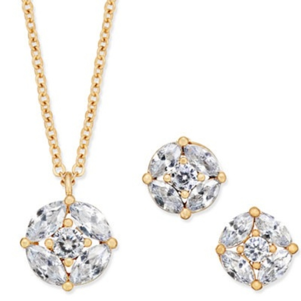 NWT Cubic Zirconia Necklace and Earring Set